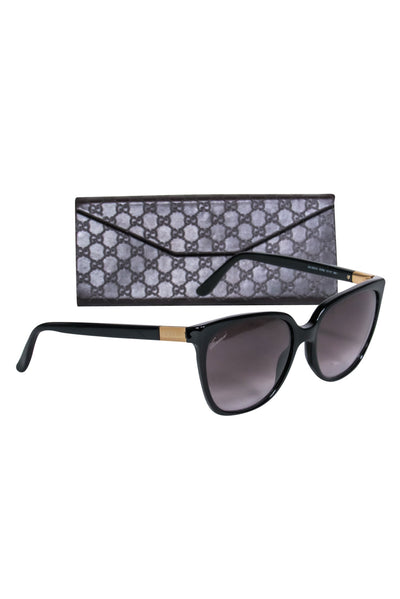 Current Boutique-Gucci - Black Squoval Sunglasses w/ Gold Trim