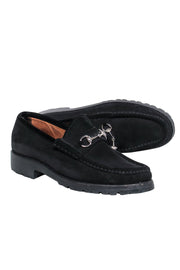 Current Boutique-Gucci - Black Suede Loafers w/ Silver Horsebit Sz 10