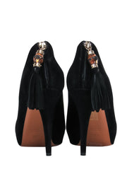 Current Boutique-Gucci - Black Suede Round Toe Booties w/ Tassel Zipper Sz 6.5
