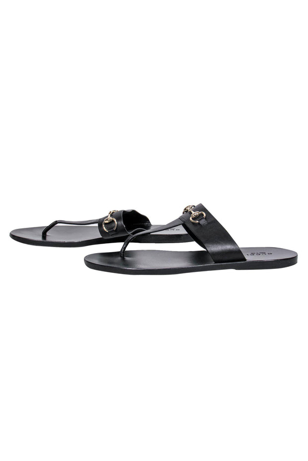 Current Boutique-Gucci - Black Thong Sandals w/ Horse Bit Sz 8