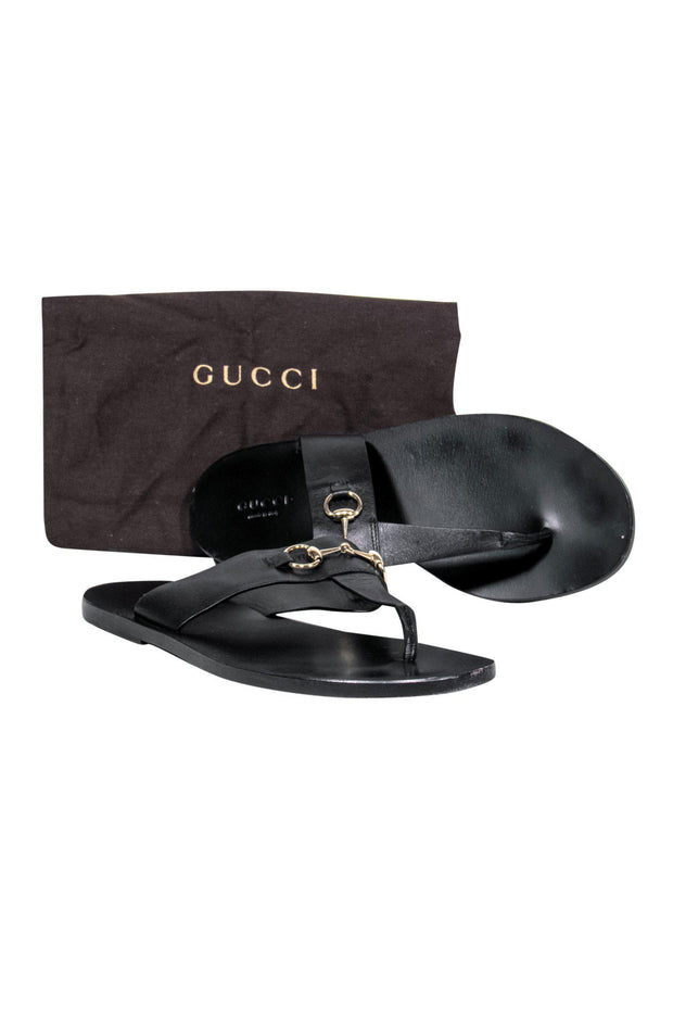 Current Boutique-Gucci - Black Thong Sandals w/ Horse Bit Sz 8