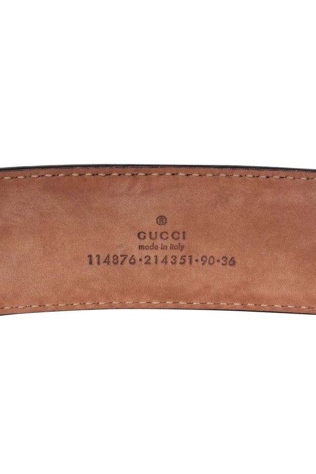 Current Boutique-Gucci - Brown Embossed Leather "GG" Buckle Belt