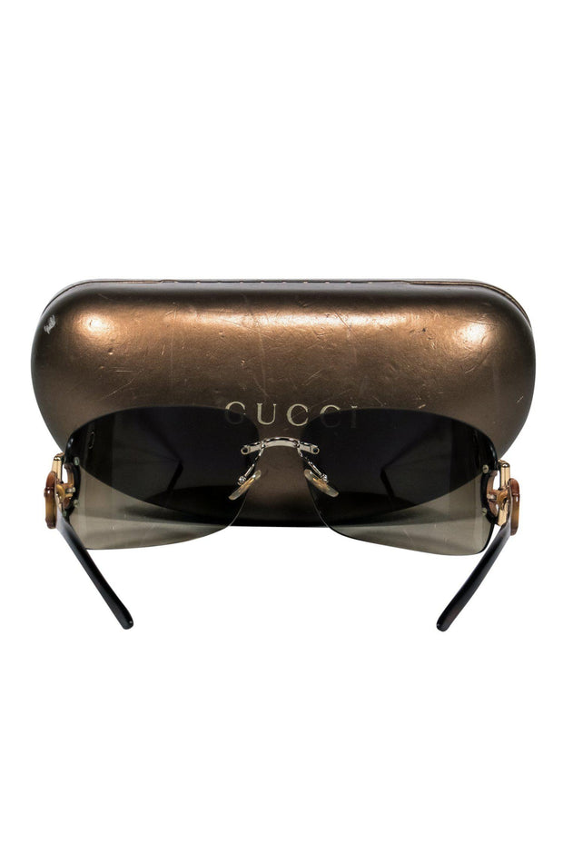 Current Boutique-Gucci - Brown Ombre Rimless Sunglasses w/ Bamboo Accents