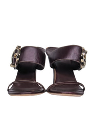 Current Boutique-Gucci - Burgundy Leather Strappy Heeled “Juanita” Sandals w/ Buckle Sz 9