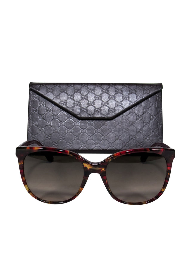 Current Boutique-Gucci - Maroon Tortoise Shell Round Sunglasses