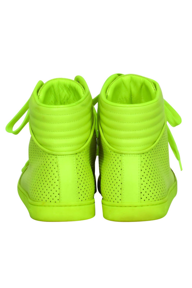 Current Boutique-Gucci - Neon Green Laser Cut Leather High-Top Sneakers Sz 9