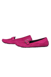 Current Boutique-Gucci - Raspberry Pink Suede Buckle Loafers Sz 9.5