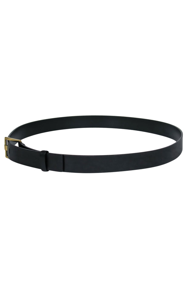 Current Boutique-Gucci - Smooth Black Leather Belt w/ Gold Buckle