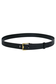 Current Boutique-Gucci - Smooth Black Leather Belt w/ Gold Buckle