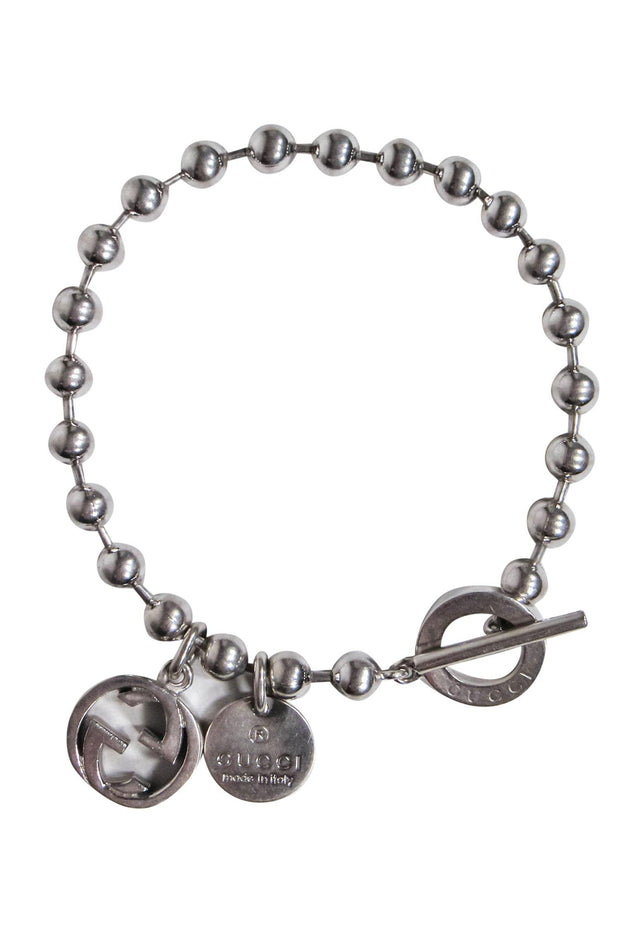 GUCCI Bracelet Interlocking G Star Charm Sterling Silver 925 Wrist Size:  7.5