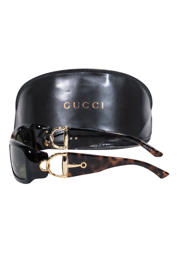 Current Boutique-Gucci - Tortoise Rectangle Sunglasses w/ Horsebit Arm Details