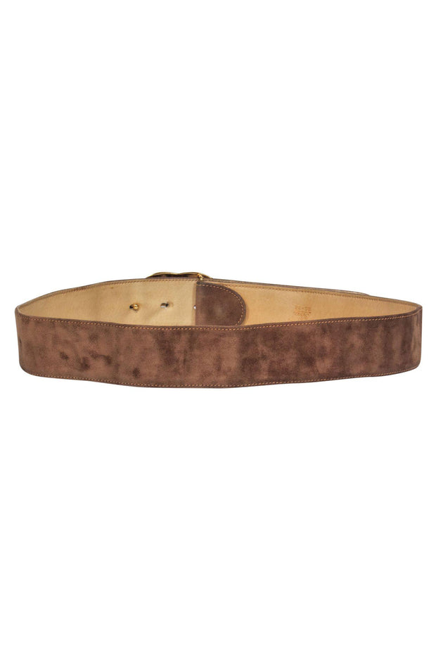 Current Boutique-Gucci - Vintage Light Brown Suede Leather "GG" Belt