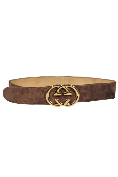 Current Boutique-Gucci - Vintage Light Brown Suede Leather "GG" Belt