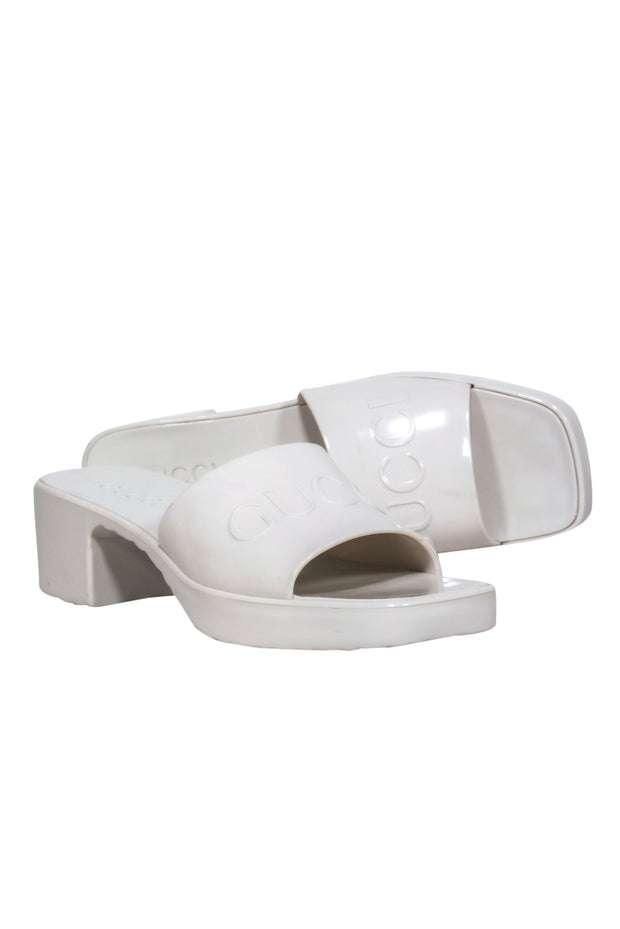 Current Boutique-Gucci - White Square Toe Jelly Slide Sandals Sz 10
