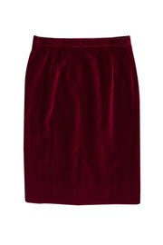 Current Boutique-Guy Laroche - Wine Red Velvet Pencil Skirt Sz S