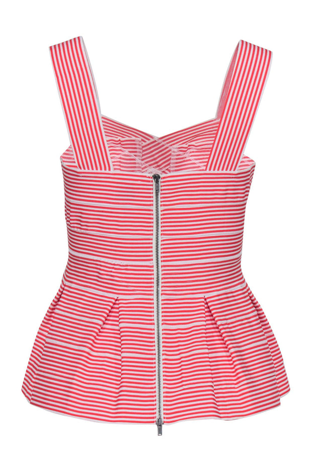 Current Boutique-HD in Paris - Red & White Striped Peplum Bandage Top Sz S