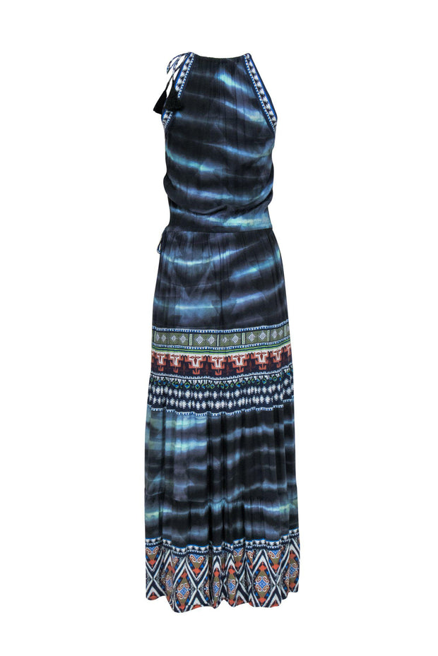 Current Boutique-Hale Bob - Blue Bohemian Print Sleeveless Maxi Dress w/ Tassels Sz XS
