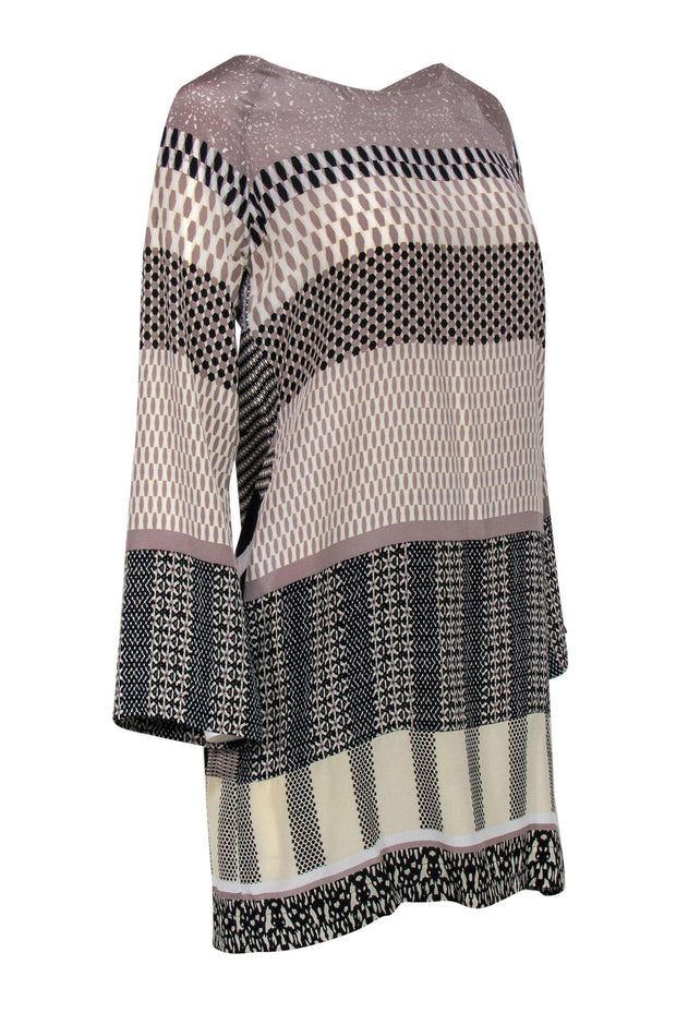 Current Boutique-Hale Bob - Neutral Printed Silk Shift Dress Sz S