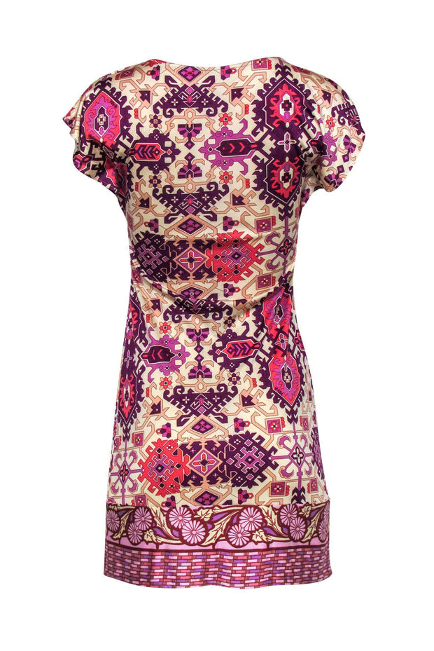 Current Boutique-Hale Bob - Pink, Purple & Cream Printed Silk Dress Sz XS