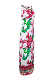 Current Boutique-Hale Bob - White & Floral Print Sleeveless Maxi Dress Sz XS