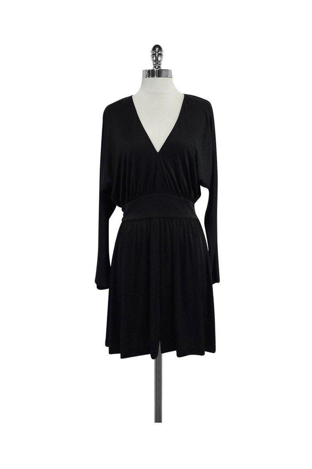 Current Boutique-Halston - Black V Neck Long Sleeve Dress Sz S