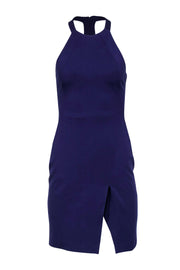 Current Boutique-Halston - Dark Indigo Halter Sheath Dress w/ Front Slit & Back Cutout Sz 0