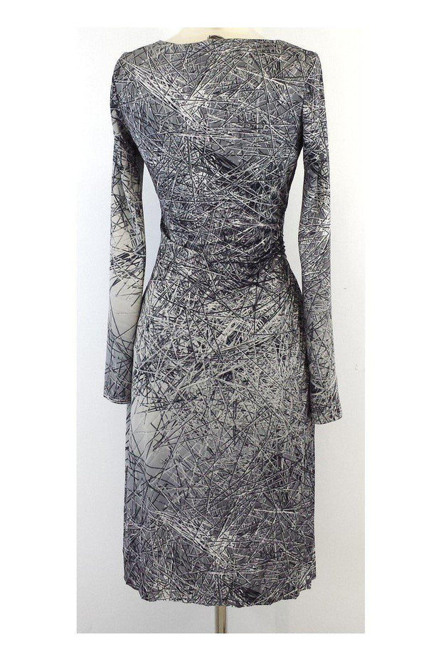 Current Boutique-Halston - Grey Print Long Sleeve Dress Sz 4