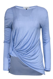Current Boutique-Halston Heritage - Baby Blue Long Sleeve Twisted Side Top Sz M