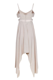 Current Boutique-Halston Heritage - Beige Sleeveless Scarf Hem Dress w/ Cutouts Sz 10