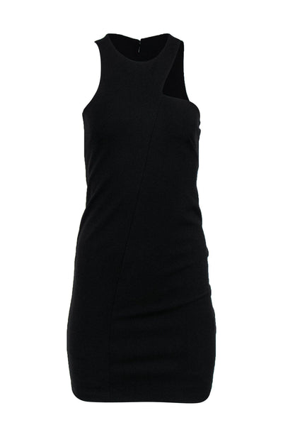 Current Boutique-Halston Heritage - Black Asymmetric Neckline Sheath Dress Sz S