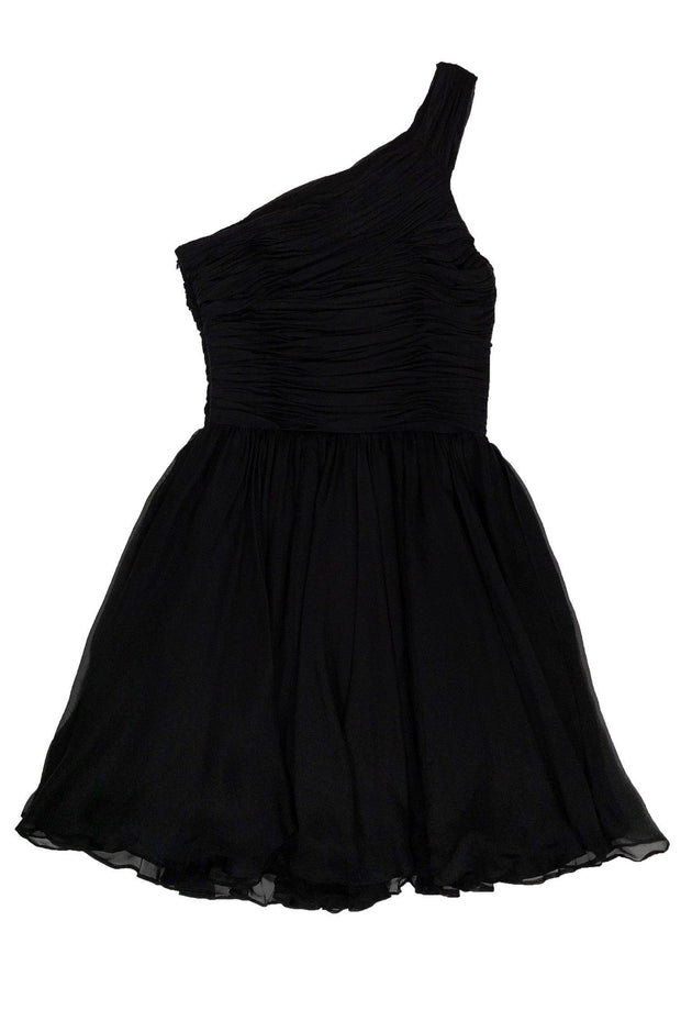 Current Boutique-Halston Heritage - Black Gathered Silk Dress Sz 2