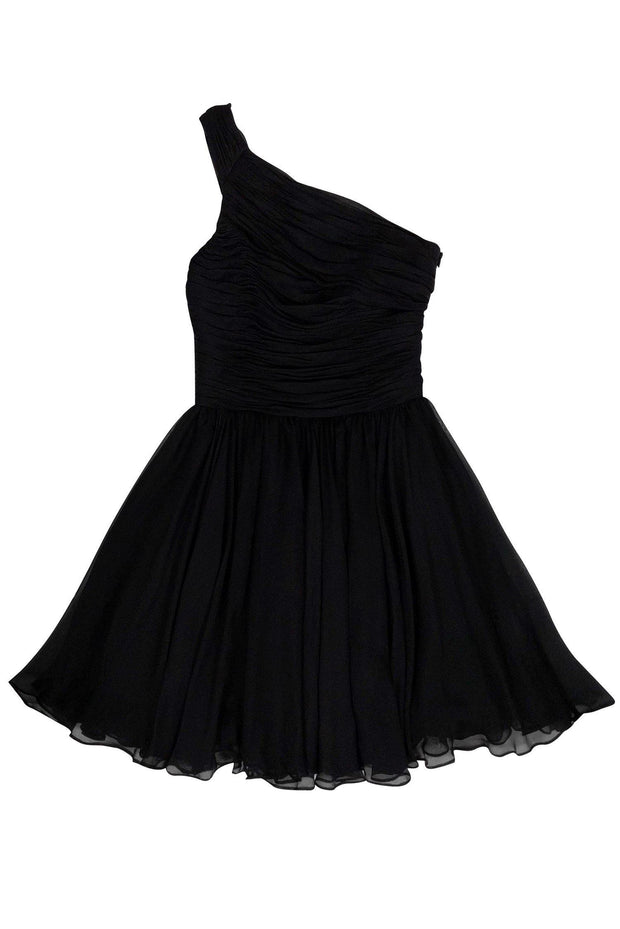 Current Boutique-Halston Heritage - Black Gathered Silk Dress Sz 2