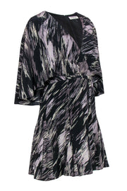 Current Boutique-Halston Heritage - Black & Gray Swirled Printed Flutter Sleeve Dress Sz 6