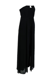 Current Boutique-Halston Heritage - Black Silk Strapless Jumpsuit w/ Skirt Detail Sz 2