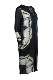Current Boutique-Halston Heritage - Black, White & Green Abstract Print Midi Dress Sz 4