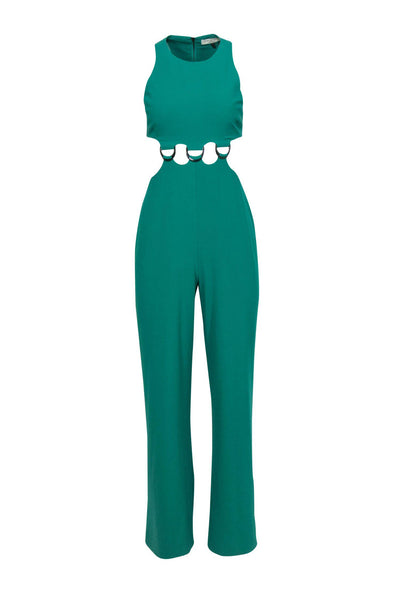 Current Boutique-Halston Heritage - Green Sleeveless Wide Leg Jumpsuit w/ Ring Cutouts Sz 2