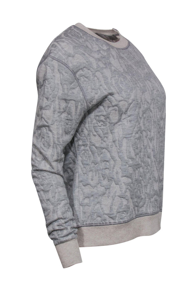 Current Boutique-Halston Heritage - Grey Floral Textured Sweatshirt Sz S