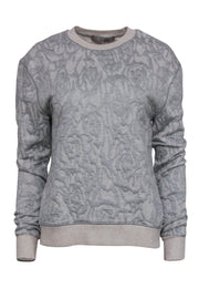 Current Boutique-Halston Heritage - Grey Floral Textured Sweatshirt Sz S