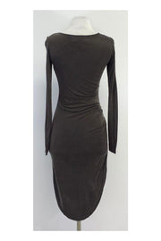 Current Boutique-Halston Heritage - Grey Long Sleeve Ruched Dress Sz 2