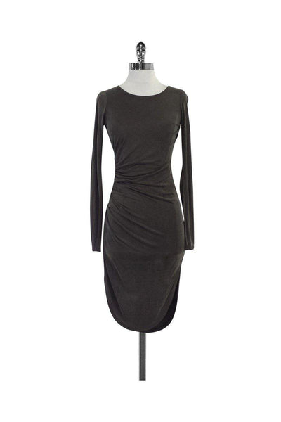 Current Boutique-Halston Heritage - Grey Long Sleeve Ruched Dress Sz 2