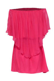 Current Boutique-Halston Heritage - Hot Pink Off-the-Shoulder Silk Fit & Flare Dress Sz 6