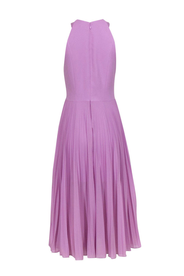 Current Boutique-Halston Heritage - Lilac Halter High-Low Sheath Mini Dress w/ Pleated Draping Sz 6