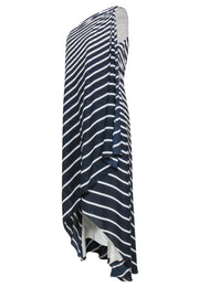 Current Boutique-Halston Heritage - Navy & White Striped One-Shoulder High-Low Dress Sz M