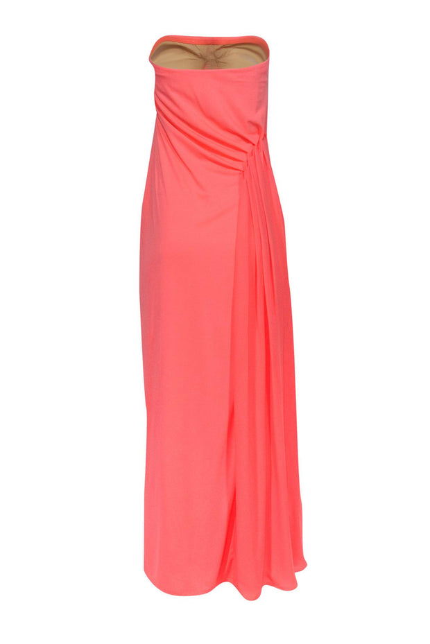 Current Boutique-Halston Heritage - Neon Coral Strapless Ruched Gown Sz 4