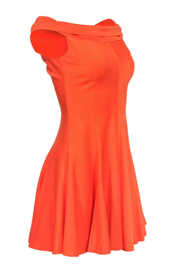 Current Boutique-Halston Heritage - Orange Off-the-Shoulder Fit & Flare Dress Sz 2