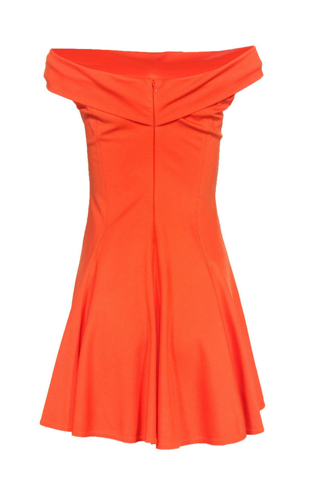 Current Boutique-Halston Heritage - Orange Off-the-Shoulder Fit & Flare Dress Sz 2