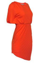Current Boutique-Halston Heritage - Orange Pleated Sheath Dress w/ Side Sash Sz 2
