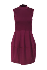 Current Boutique-Halston Heritage - Raspberry Mock Neck A-Line Dress Sz 4