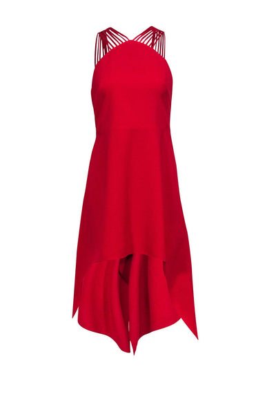 Current Boutique-Halston Heritage - Raspberry Red High-Low Maxi Dress w/ Plunge Back Sz 4