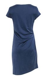 Current Boutique-Halston Heritage - Steel Blue Boatneck Ruched T-Shirt Dress Sz M